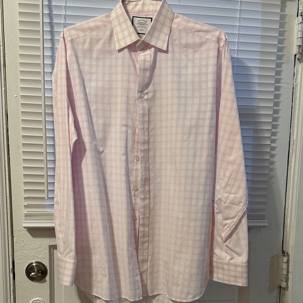 Charles Tyrwhitt Men's Pink Check Dress Shirt - Classic Button-Down